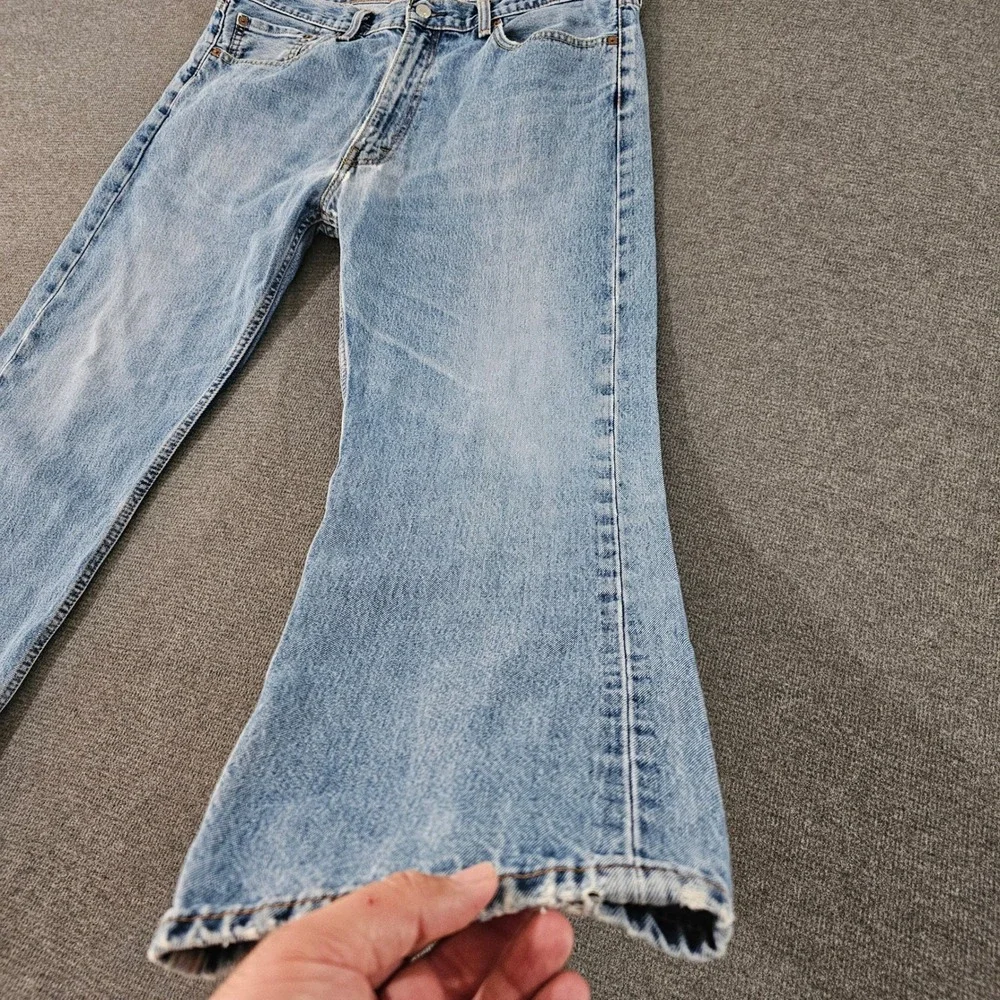 Levis 505 Regular Fit Light Wash Straight Leg Denim Jeans Mens 38x30 Blue - Picture 12 of 16
